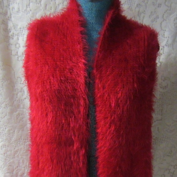 Radzoli Jackets & Blazers - Radzoli red fuzzy long vest  one size